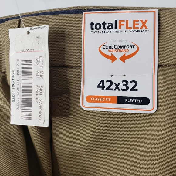 Roundtree and Yorke Total Flex Classic Fit Core Comfort Waistband Cuffed Pleated - Picture 11 of 14
